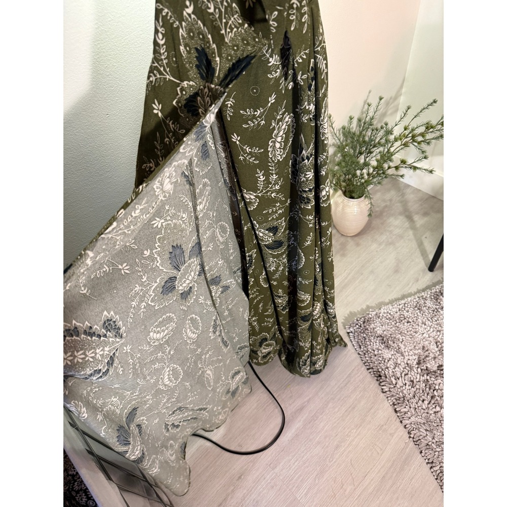 Reformation Orchid Maxi Dress Green Paisley Tie Front 2 xs euc floral wedding - Picture 8 of 14